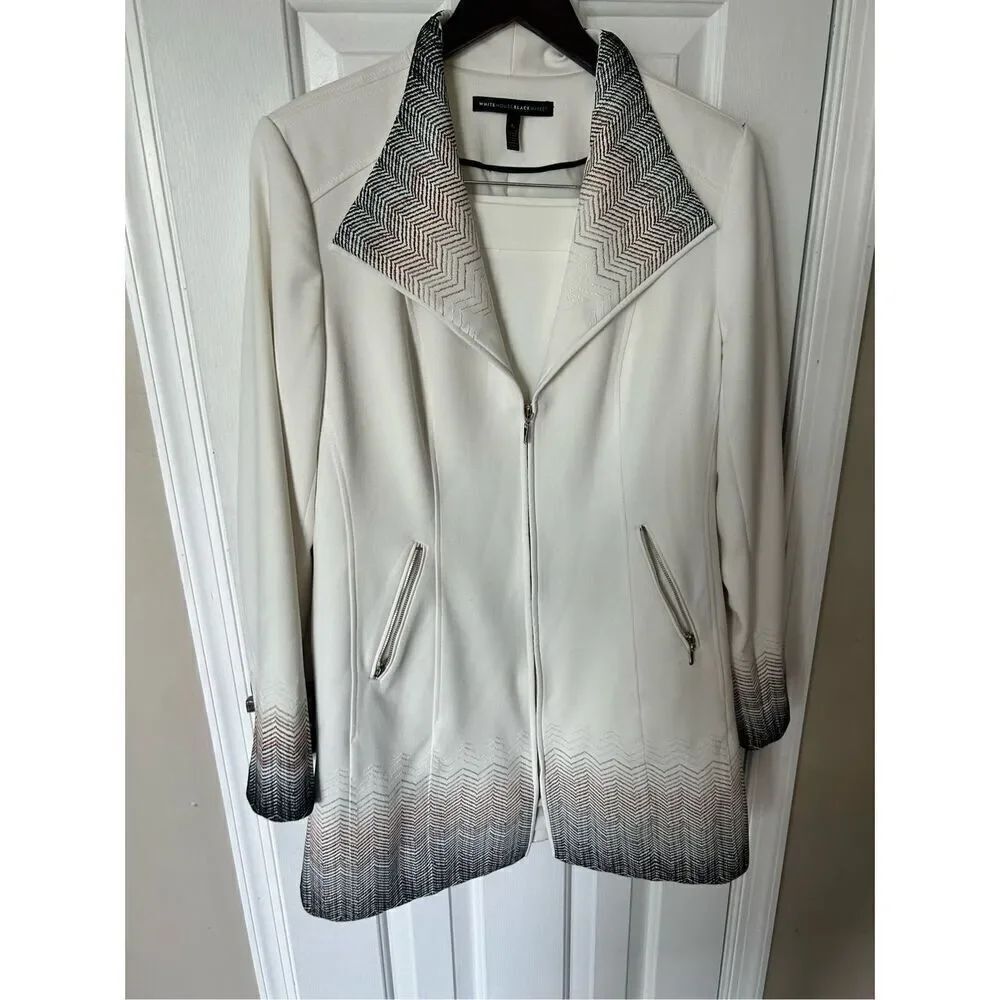 WHITE HOUSE BLACK MARKET EMBROIDERED OMBRÉ COAT SIZE LARGE and skirt size 12 sui